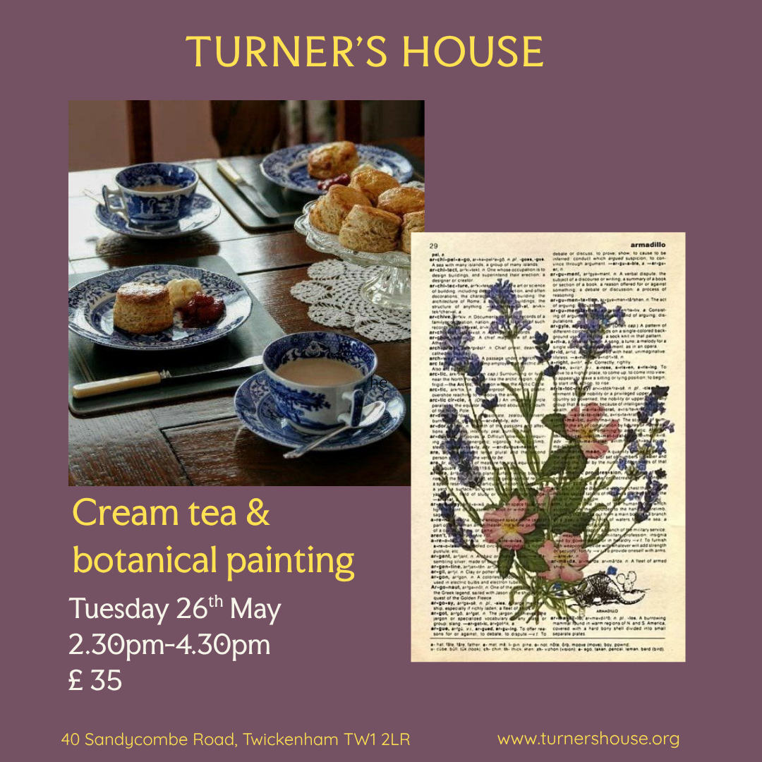 Cream tea & Vintage Botanical Painting